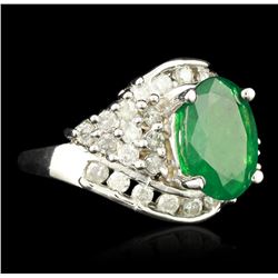 14KT White Gold 2.76ct Emerald and Diamond Ring