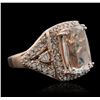 Image 1 : 14KT Rose Gold 7.96ct Aquamarine and Diamond Ring