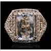 Image 2 : 14KT Rose Gold 7.96ct Aquamarine and Diamond Ring