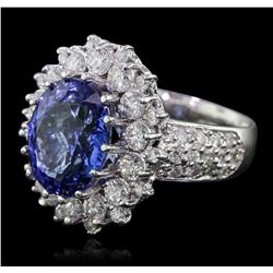 14KT White Gold 5.17ct Tanzanite and Diamond Ring