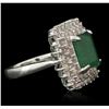 Image 1 : 14KT White Gold 3.34ct Emerald and Diamond Ring