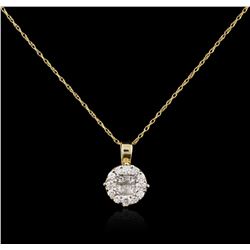 14KT Two-Tone Gold 0.40ctw Diamond Pendant With Chain