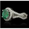 Image 1 : 14KT White Gold 1.16ct Emerald and Diamond Ring
