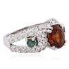 Image 1 : 14KT White Gold 2.49ct Garnet, Alexandrite and Diamond Ring