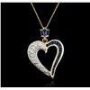 Image 1 : 14KT Yellow Gold 1.56ctw Sapphire and Diamond Heart Pendant With Chain