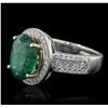 Image 2 : 14KT Two-Tone 3.39ct Emerald and Diamond Ring