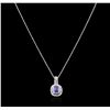Image 1 : 1.36ct Tanzanite and Diamond Pendant With Chain - 14KT White Gold