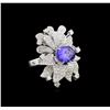 Image 1 : 5.16ct Tanzanite and Diamond Ring - 18KT White Gold