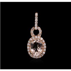 14KT Rose Gold 1.03ct Morganite and Diamond Pendant