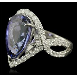 14KT White Gold 7.14ct Tanzanite and Diamond Ring