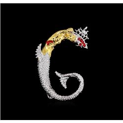 Erte Swarovski Crystal Letter G Pendant Brooch - Gold-Plated Sterling Silver