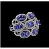 Image 1 : 3.13ctw Tanzanite and Diamond Ring - 14KT White Gold
