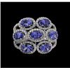 Image 2 : 3.13ctw Tanzanite and Diamond Ring - 14KT White Gold