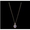 Image 2 : 14KT Yellow Gold 4.19ct Tanzanite and Diamond Pendant with Chain