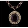Image 1 : 14KT Yellow Gold 40.78ctw Ruby and Diamond Necklace