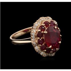 3.43ctw Ruby and Diamond Ring - 14KT Rose Gold