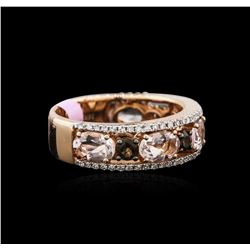 1.98ctw Morganite, Smokey Topaz and Diamond Ring - 14KT Rose Gold