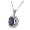 Image 3 : 14KT White Gold GIA Certified 17.92ct Tanzanite and Diamond Pendant With Chain