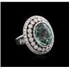 Image 1 : 18KT White Gold GIA Certified 12.44ct Tourmaline and Diamond Ring