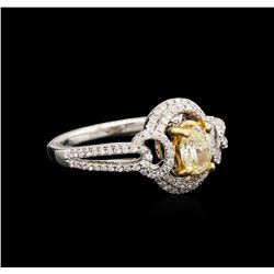 18KT Two-Tone Gold 0.99ctw Fancy Light Yellow Diamond Ring