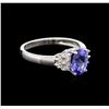 Image 1 : 1.23ct Tanzanite and Diamond Ring - 14KT White Gold