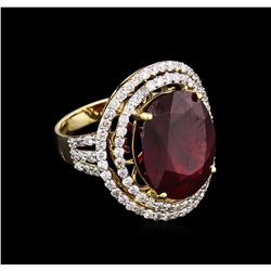 17.92ct Ruby and Diamond Ring -14KT Yellow Gold