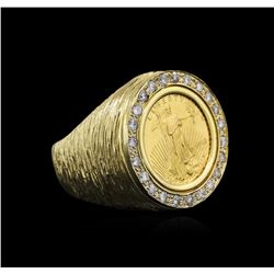 14KT Yellow Gold 0.30ctw Diamond Coin Ring