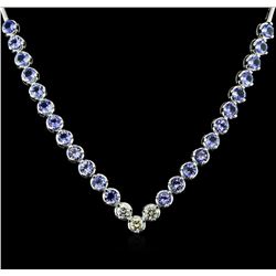 14KT White Gold 16.08ctw Tanzanite and Diamond Necklace