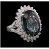 Image 1 : 14KT White Gold 19.77ct Topaz and Diamond Ring