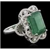 Image 1 : 14KT White Gold 6.84ct Emerald and Diamond Ring