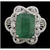 Image 2 : 14KT White Gold 6.84ct Emerald and Diamond Ring