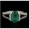 Image 2 : 14KT White Gold 1.80ct Emerald and Diamond Ring