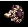 Image 1 : 14KT Yellow Gold 10.52ctw Ruby and Diamond Ring