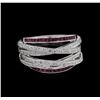 Image 2 : 0.90ctw Ruby and Diamond Ring - 18KT White Gold