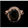 Image 1 : 7.05ct Green Tourmaline and Diamond Ring - 14KT Rose Gold