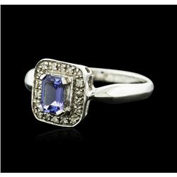 14KT White Gold 0.64ct Tanzanite and Diamond Ring