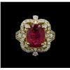 Image 2 : 5.00ct Ruby and Diamond Ring - 14KT Yellow Gold