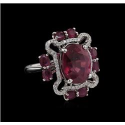 9.35ctw Ruby and Diamond Ring - 18KT White Gold