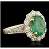 Image 1 : 14KT Yellow Gold 2.48ct Emerald and Diamond Ring