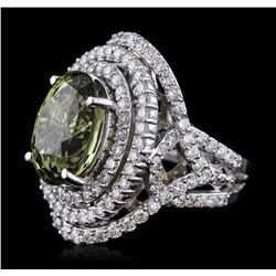 14KT White Gold GIA Certified 11.61ct Alexandrite and Diamond Ring