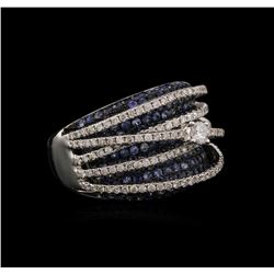 2.02ctw Blue Sapphire and Diamond Ring - 14KT White Gold