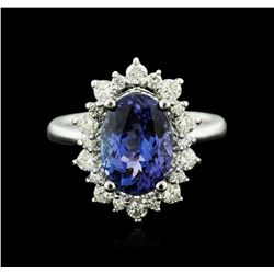 14KT White Gold 3.44ct Tanzanite and Diamond Ring