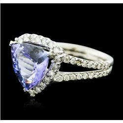 14KT White Gold 4.78ct Tanzanite and Diamond Ring