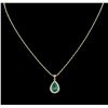 Image 2 : 2.07ct Emerald and Diamond Pendant With Chain - 14KT Yellow Gold