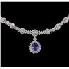 Image 1 : 3.53ct Tanzanite and Diamond Necklace - 14KT White Gold
