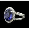 Image 2 : 14KT White Gold 7.20ct Tanzanite and Diamond Ring