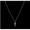 Image 2 : 1.60ct Amethyst and Diamond Pendant With Chain - 18KT White Gold