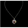 Image 2 : 14KT Yellow Gold 4.42ct Ruby, Sapphire and Diamond Pendant With Chain