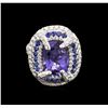 Image 2 : GIA Certified 9.61ctw Blue Sapphire and Diamond Ring - 18KT White Gold
