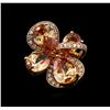 Image 2 : 14KT Rose Gold 11.22ctw Citrine and Diamond Ring